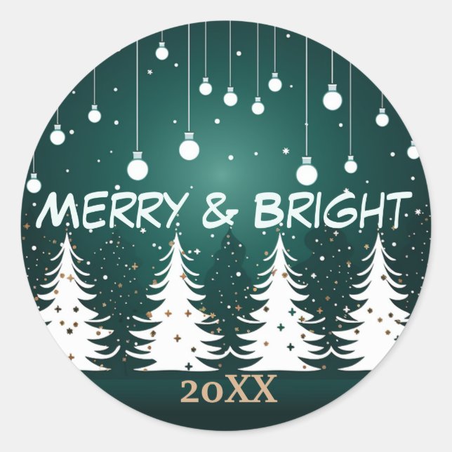 Moderner Minimalistischer Weihnachtsbaumsticker Runder Aufkleber (Vorderseite)