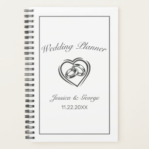 Moderner Minimalistischer White Black Wedding Plan Planer