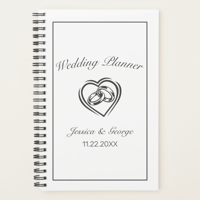 Moderner Minimalistischer White Black Wedding Plan Planer (Vorderseite)