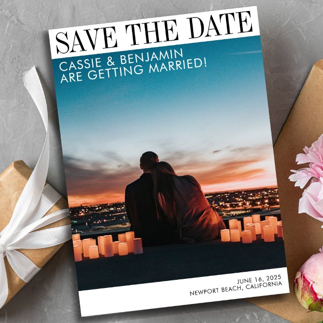 Moderner Minimalistischer Zeitschriftenstil Save The Date (Von Creator hochgeladen)