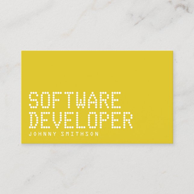 Moderner Minimalstil digitaler Text Zitronengelb Visitenkarte (Vorderseite)