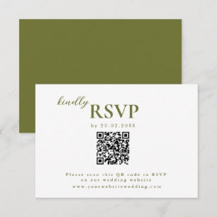 Moderner Mininalist Olive Green Wedding chic RSVP Karte