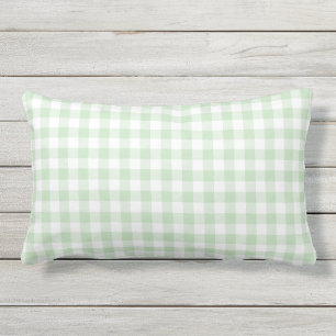 Moderner Mint Green Gingham Pattern Karo Kissen Für Draußen
