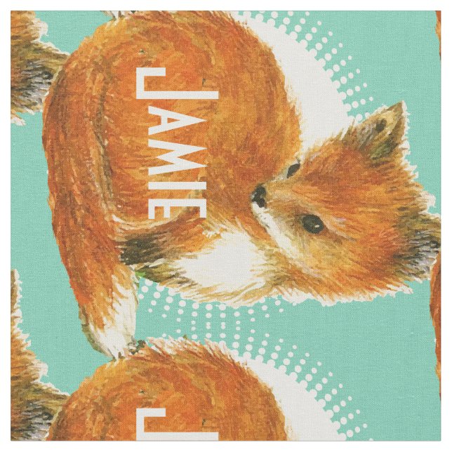 Moderner Minze Personalisiert Fox Stoff (Nahaufnahme)