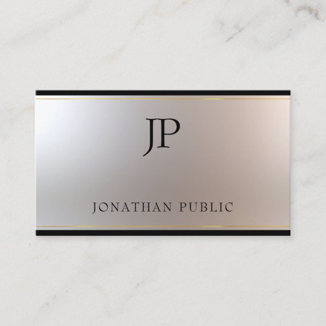 Moderner Mit Monogramm Gold Silver Template Luxus Visitenkarte (Vorderseite)