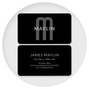 Moderner Mit Monogramm Name   Black Gray White