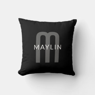 Moderner Mit Monogramm Name Black Gray White Kissen