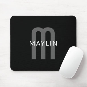 Moderner Mit Monogramm Name Black Gray White Mousepad
