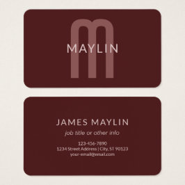 Moderner Mit Monogramm Name | Maroon Red