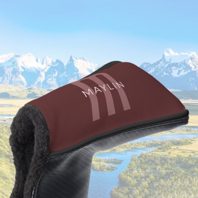 Moderner Mit Monogramm Name | Maroon Red Golf Headcover (Von Creator hochgeladen)