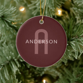 Moderner Mit Monogramm Name | Maroon Red Keramik Ornament