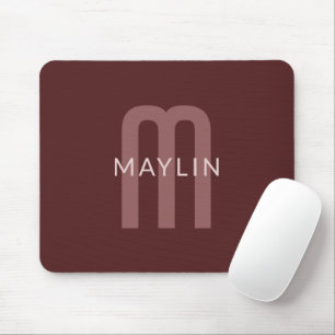 Moderner Mit Monogramm Name Maroon Red Mousepad