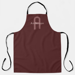 Moderner Mit Monogramm Name | Maroon Red Schürze