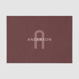 Moderner Mit Monogramm Name | Maroon Red Seidenpapier