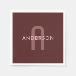 Moderner Mit Monogramm Name | Maroon Red Serviette