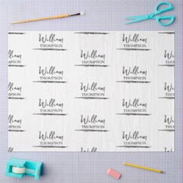 Moderner Mit Monogramm Name Schwarz/Weiß Seidenpapier
