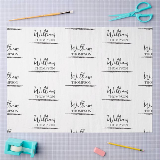 Moderner Mit Monogramm Name Schwarz/Weiß Seidenpapier (Basteln)