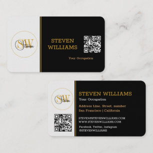 Moderner Mit Monogramm Name, Signatur/QR-Code Visitenkarte