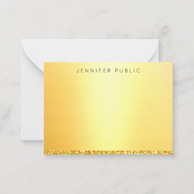 Moderner Mit Monogramm Template Trendy Gold Glitze Mitteilungskarte (Vorderseite)