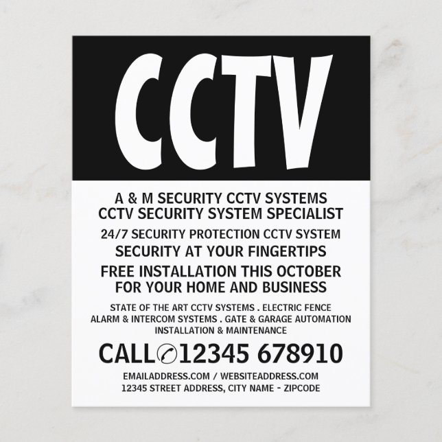 Moderner, moderner, CCTV Security Advertising Flye Flyer (Vorne)