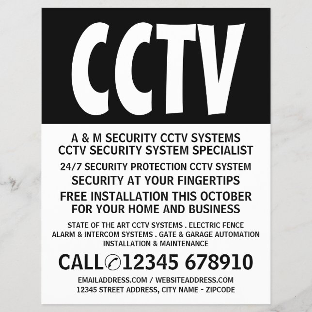Moderner, moderner, CCTV Security Advertising Flye Flyer (Vorne)