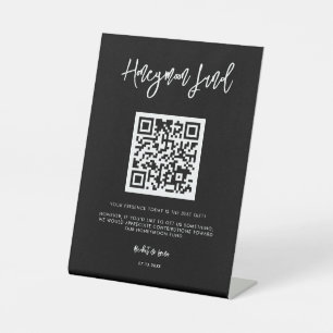 Moderner, moderner Fonds für schwarze Honeymoon QR Sockelschild