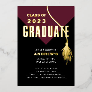 Moderner, moderner Wine Grad Cap Abschluss Folieneinladung