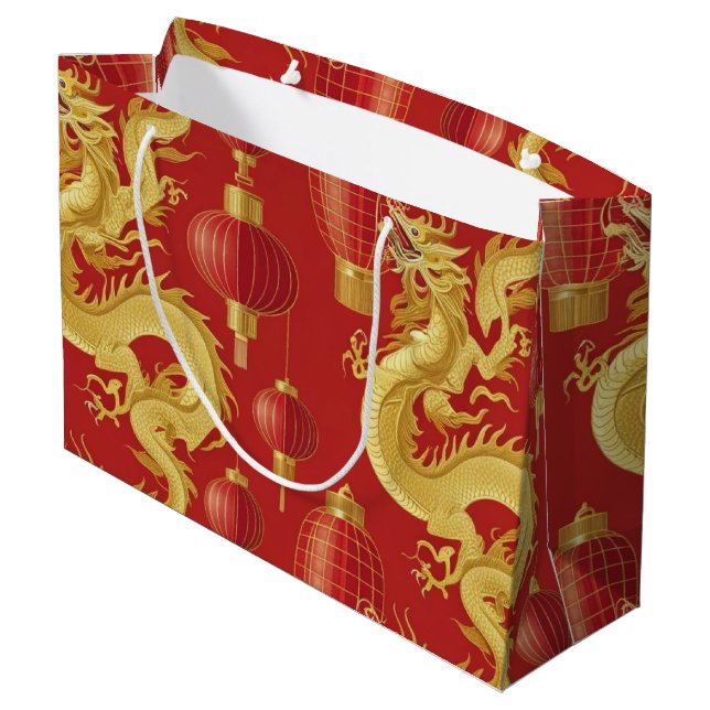 Moderner Mondfisch neues Jahr Modernes asiatisches Große Geschenktüte (Rückseite Schrägansicht)