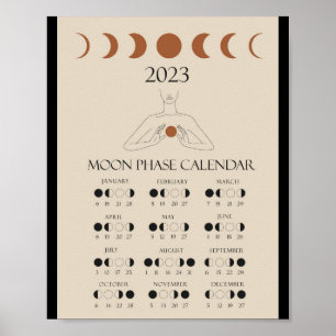 Moderner Mondkalender 2023 Mondphasen Poster