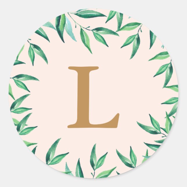 Moderner Mongram-Sticker für Tropical Beach Weddin Runder Aufkleber (Vorderseite)