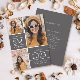 Moderner Monogram Fotolage Grau Abschluss Ankündigung