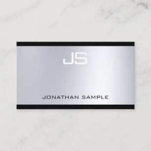 Moderner Monogram Glamour Silver Look modisch Visitenkarte