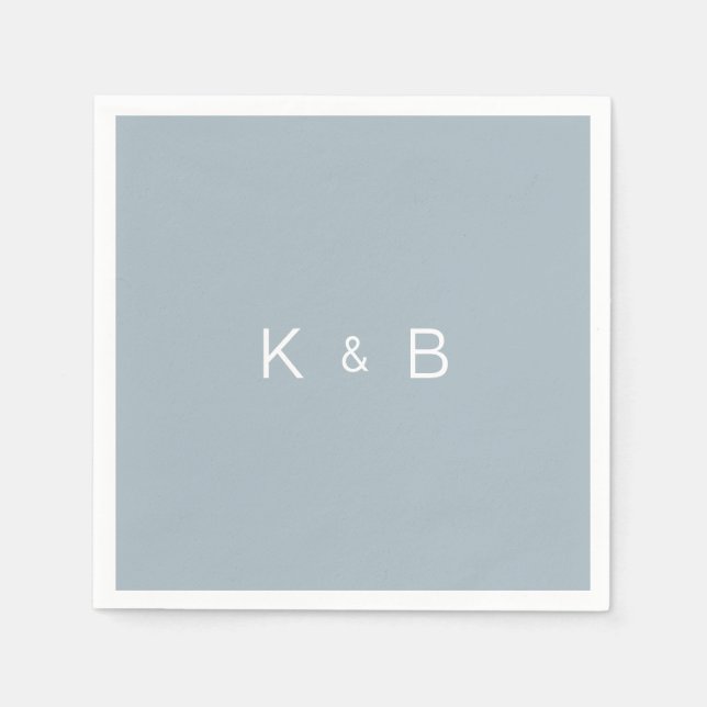 Moderner Monogram Simple Dusty Blue Cocktail Serviette (Vorderseite)