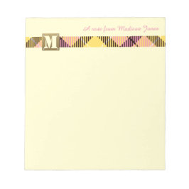 Moderner Monogramm Beruflicher Skriptname Tartan Notizblock