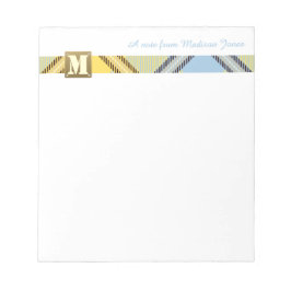 Moderner Monogramm Beruflicher Skriptname Tartan Notizblock