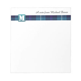 Moderner Monogramm Beruflicher Skriptname Tartan Notizblock