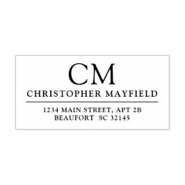 Moderner Monogramm Erstkautschuk der Rücksendeadre Gummistempel