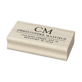 Moderner Monogramm Erstkautschuk der Rücksendeadre Gummistempel
