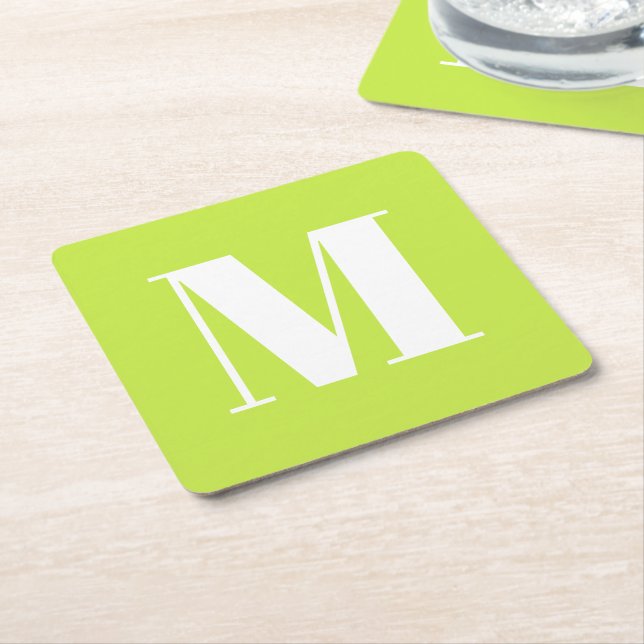 Moderner, monogramm-grüner, individueller Anfangsb Rechteckiger Pappuntersetzer (angewinkelt)