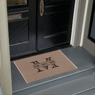 Moderner Monogramm- und Rustikaler Burlap-Effekt Fußmatte
