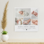 Moderner Multi-Foto Neugeborener Säugling Künstlicher Leinwanddruck<br><div class="desc">Moderne Multi-Fotos in einem Raster,  in denen Ihre Lieblings-Säugling-Fotos mit Namen und Geburtsdaten dargestellt werden.</div>