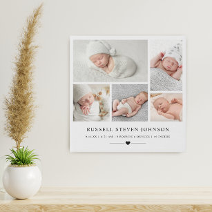Moderner Multi-Foto Neugeborener Säugling Künstlicher Leinwanddruck