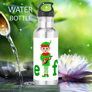 Moderner musikalischer Elf auf Weiß Edelstahlflasche
