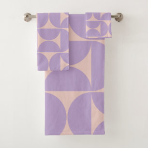 Moderner Musterlavender Mitte des Jahrhunderts Badhandtuch Set