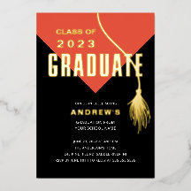 Moderner, mutiger Orange Grad Cap Abschluss