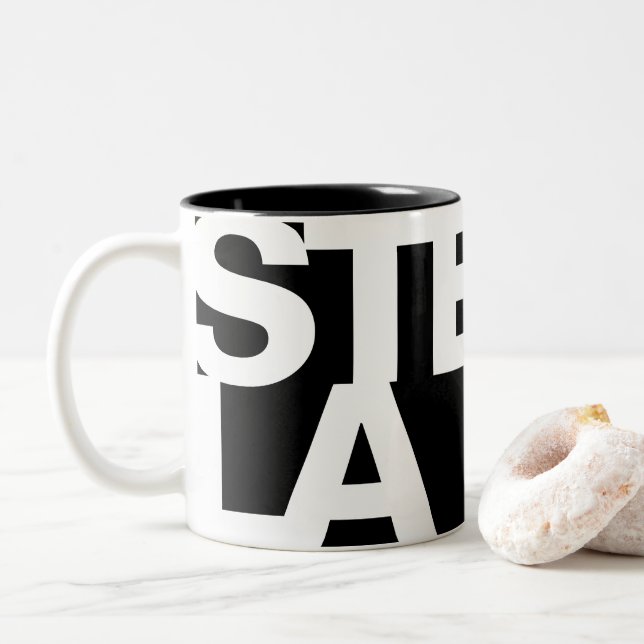 Moderner, mutiger Schriftart Typografie Einzigarti Zweifarbige Tasse (Mit Donut)