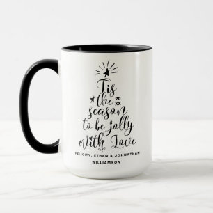 Moderner mutiger Skript-Typografie-Weihnachtsbaum Tasse