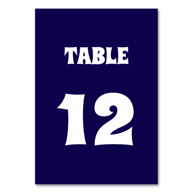 Moderner, mutiger Whimsischer Schriftart Dark Blue Tischnummer (Vorderseite)