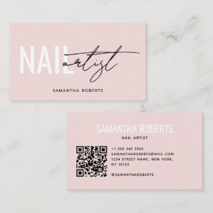 Moderner Nagelkünstler QR-Code rosé Visitenkarte
