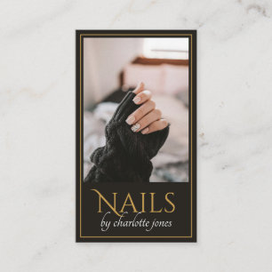 Moderner Nageltechniker Nail Foto Black Gold Visitenkarte
